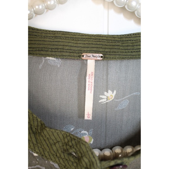 Free People Hearts and Colors Striped Tunic Blouse in Forest Green Size Large - Picture 5 of 9